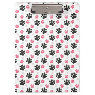 Black Pink Paw Print Dog Owner Puppy Lover Pets Clipboard