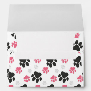 Black Pink Paw Print Dog Owner Puppy Lover Pets Envelope