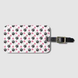 Black Pink Paw Print Dog Owner Puppy Lover Pets Luggage Tag