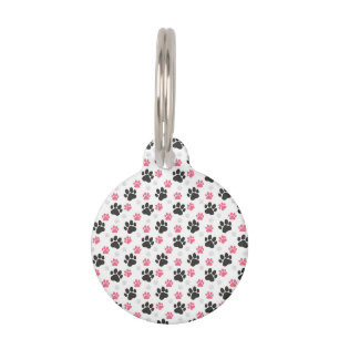 Black Pink Paw Print Dog Owner Puppy Lover Pets Pet Tag