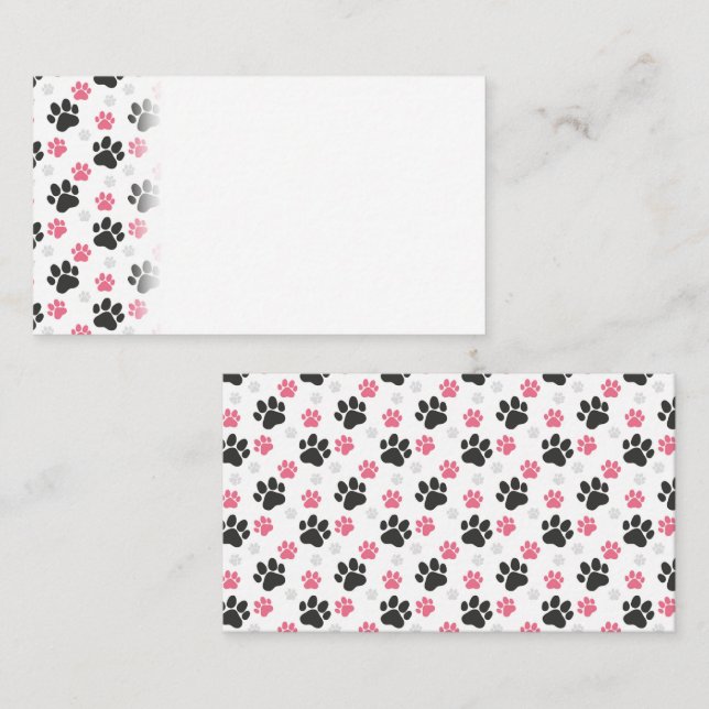 Black Pink Paw Print Dog Owner Puppy Lover Pets Place Card (Front/Back)
