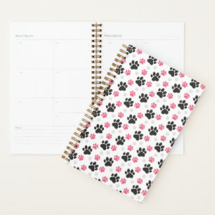 Black Pink Paw Print Dog Owner Puppy Lover Pets Planner