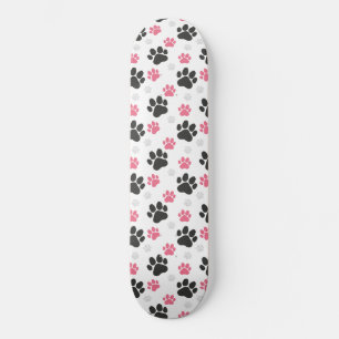 Black Pink Paw Print Dog Owner Puppy Lover Pets Skateboard