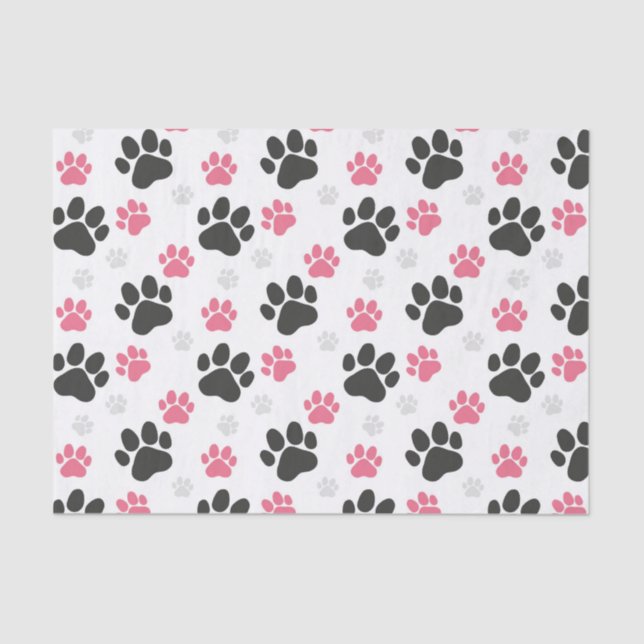 Black Pink Paw Print Dog Owner Puppy Lover Pets Tissue Paper (Front)