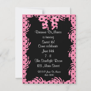 Black Pink Polka Dot Invitation