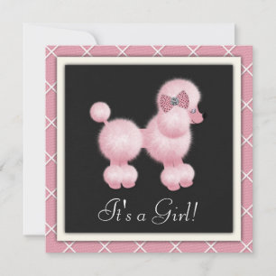 Black Pink Poodle Baby Shower Invitations