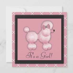 Black Pink Poodle Baby Shower Invitations