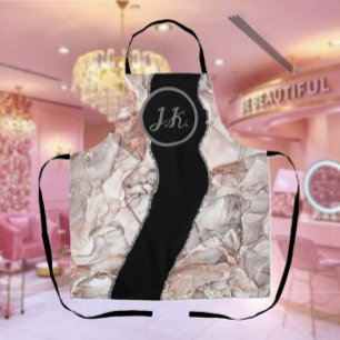 Black Pink Professional Marble Agate Glam Apron