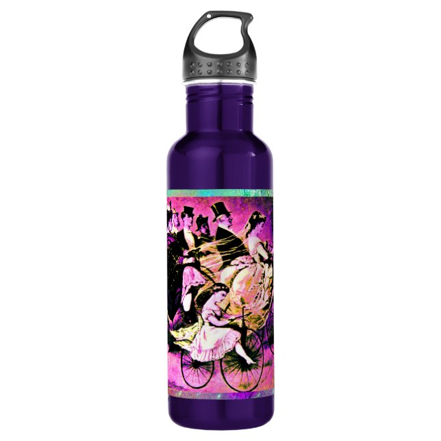 BLACK PINK PURPLE BICYCLE WEDDING PARTY 710 ML WATER BOTTLE (Front)