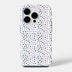 Black Pink Purple Blue Hearts Monogram Pattern iPhone 14 Pro Case