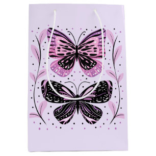 Black, Pink, Purple Butterflies Medium Gift Bag