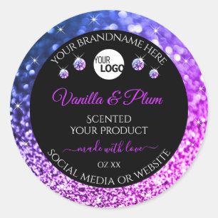 Black Pink Purple Glitter Stars Logo Product Label