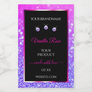 Black Pink Purple Ombre Glitter Product Labels
