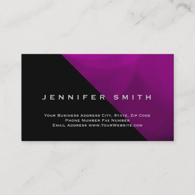 Black Pink Purple Simple Plain Business Card (Front)