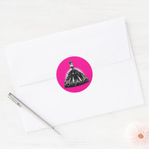 Black & Pink Quinceañera Classic Round Sticker