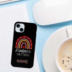 BLACK PINK RED BOHO RAINBOW KINDNESS MATTERS iPhone 15 MINI CASE