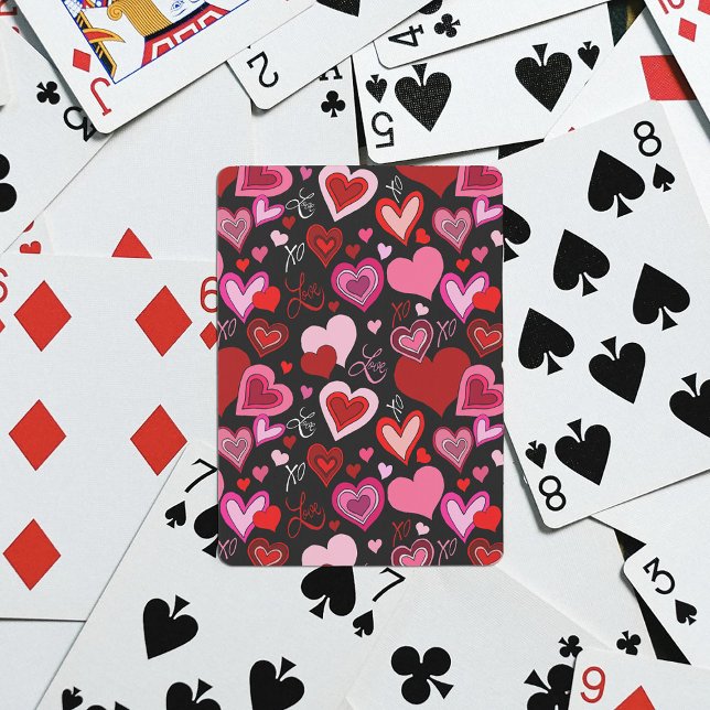 Black Pink Red Hearts Love Pattern Playing Cards (Creator Uploaded)