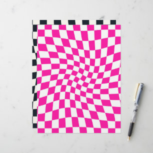 Black Pink Retro Checks Chequered Scrapbook Paper