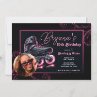 Black & Pink Rollerblades Glow Sparkle Birthday