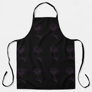 Black Pink rose design All over print Apron