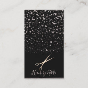 Black & Pink Rose Gold Galaxy Dot Splatter Stylist Business Card