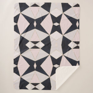 Black Pink Rose Gold Kaleidoscope Geometric Sherpa Blanket