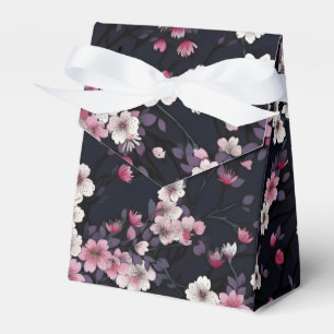Black Pink Sakura Flowers, Pattern Design, Favour Box