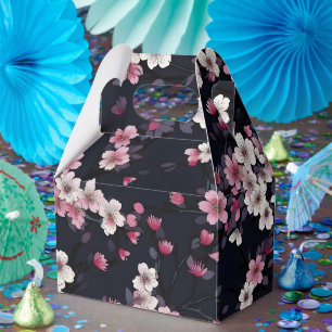Black Pink Sakura Flowers, Pattern Design,  Favour Box