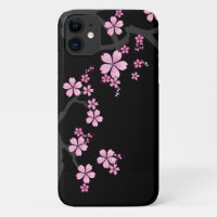 Black Pink Sakura japanese design ::