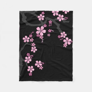 Black Pink Sakura japanese design :: Fleece Blanket