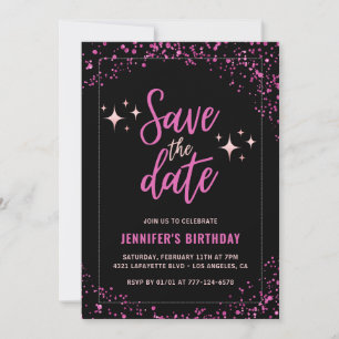 Black Pink Save the date73rd birthday Invitation