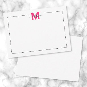 Black Pink Script Name Monogram Card