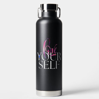 Black Pink Self-Love Motivational Water Bottle