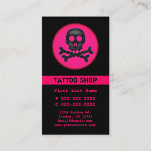 Black pink skull tattoo custom business cards