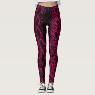 Black Pink Snake Skin Leggings
