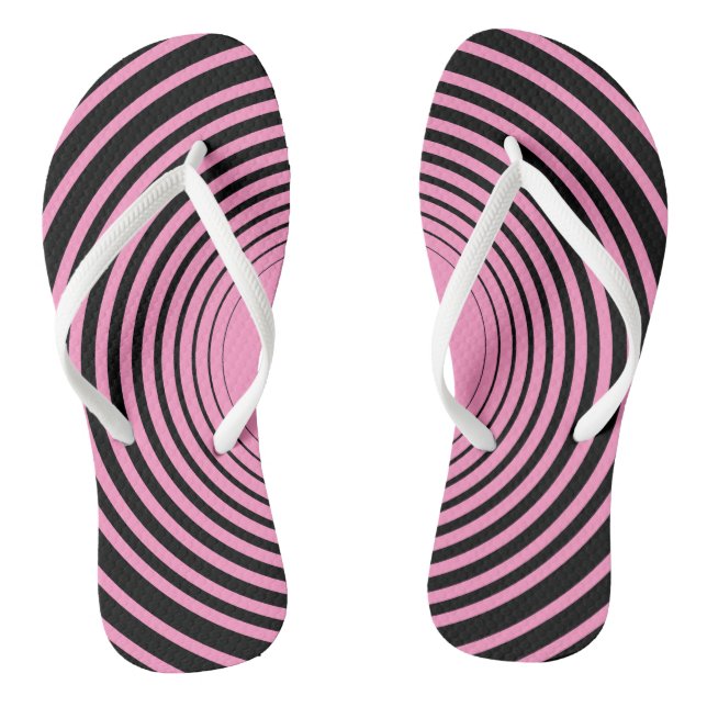 Black Pink Striped Flip Flops (Footbed)