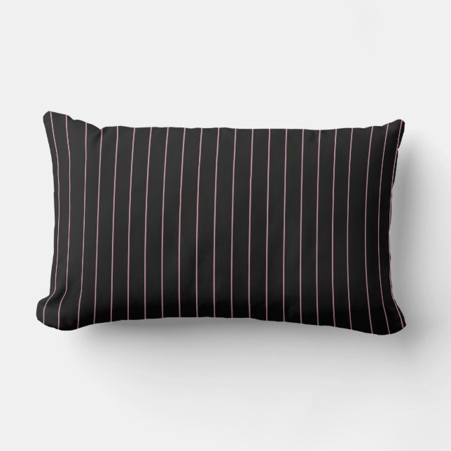 Black & pink striped lumbar cushion (Front)