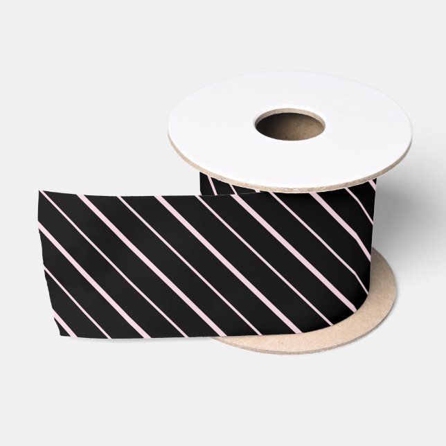 Black & Pink Stripes Gift Wrapping  Satin Ribbon (Spool)