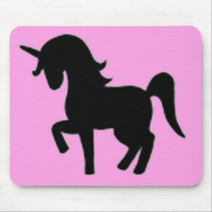 Black pink unicorn silhouette mouse mat
