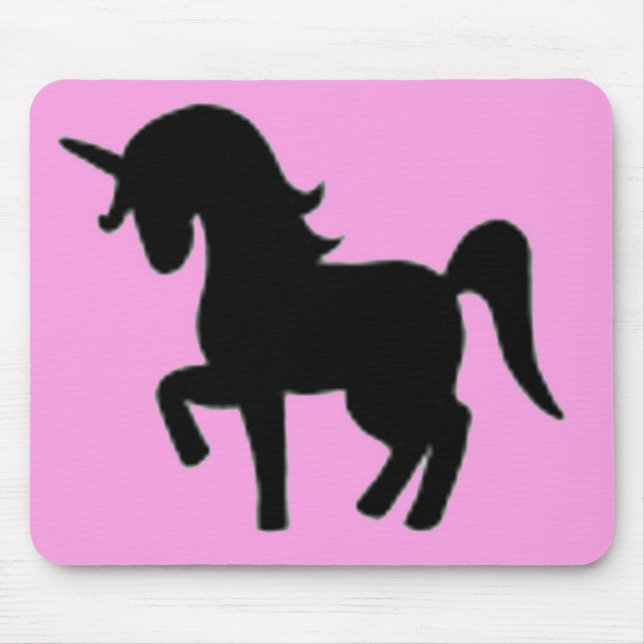 Black pink unicorn silhouette mouse mat (Front)