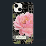 Black Pink Vintage Elegant Stylish Peony Floral Case-Mate iPhone 14 Case<br><div class="desc">With a black blackground an a grey, wrought iron trellis behind the floral design, this artwork was created from an elegant, vintage style painting by Audrey Jeanne Roberts. This botanical style peony flower blossom is in pinks ranging from blush pink to bright pink with vining foliage and a cast iron...</div>