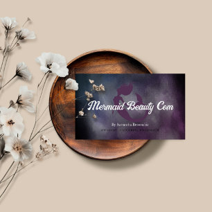 Black Pink watercolor mermaid beauty Business Card