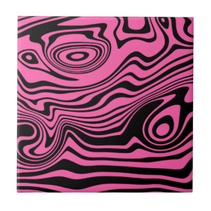 Black Pink Wavy Striped Ceramic Tile Choose Colour