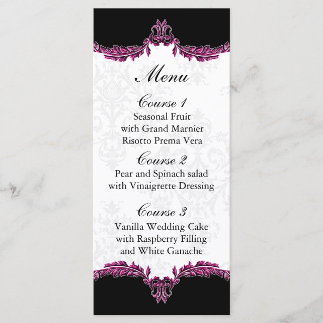 black pink wedding menu (Front)
