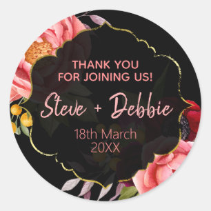 Black Pink Wedding Thank You Lip Balm Soy Candle Classic Round Sticker