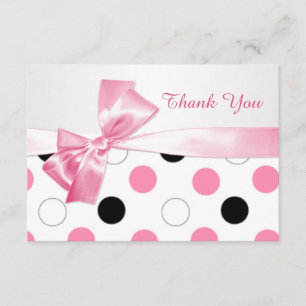 Black, pink, white polka dot Bat Mitzvah Thank You