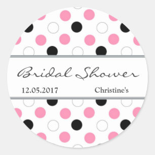 Black, pink, white polka dot Bridal Shower Sticker