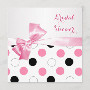 Black, pink, white polka dots Bridal shower Invitation