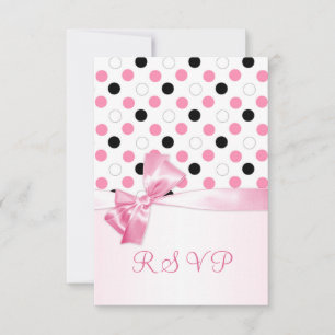 Black, pink, white polka dots RSVP