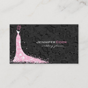 Black Pink & White Wedding Dress & Vintage Lace Business Card